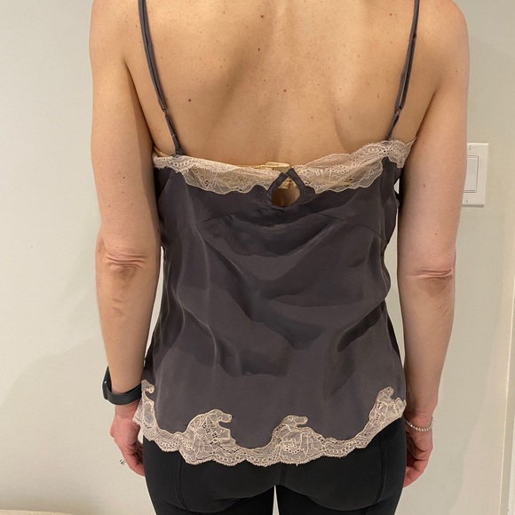 All Saints silk cami with lace trim - Picture 3 of 5